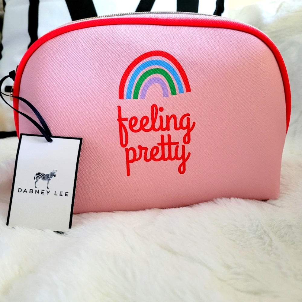 Dabney Lee Pink and Red Cosmetic Pouch